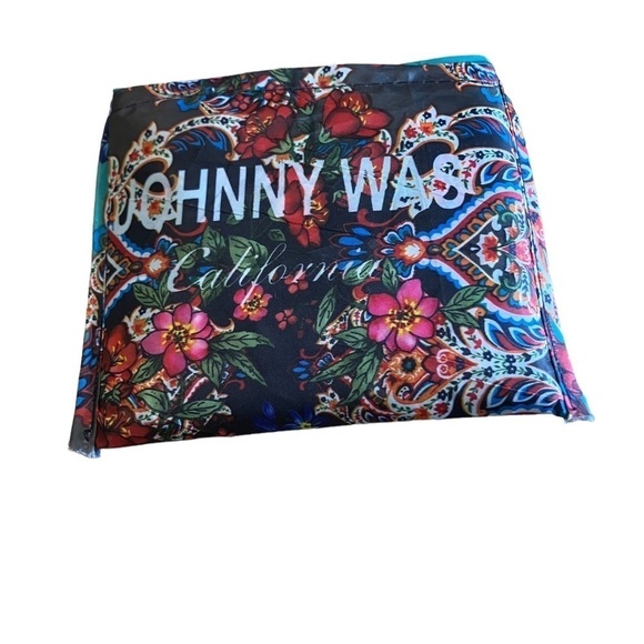 Johnny Was Foldable Floral Nylon Shopping Tote Reusable NEW Unused 4x5” folded - Picture 3 of 5